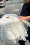 Sema Baby Fistolu Güpürlü Lüks Yenidoğan Bebek Yatağı - Ekru