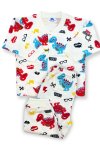 Sema Baby Sevimli Dino Bebek Pijama Takımı 0-3 Ay ( Kırmızı - Mavi )