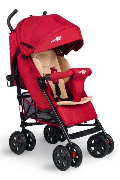 Comfymax Tam Yatar Baston Bebek Arabası – Dark Red