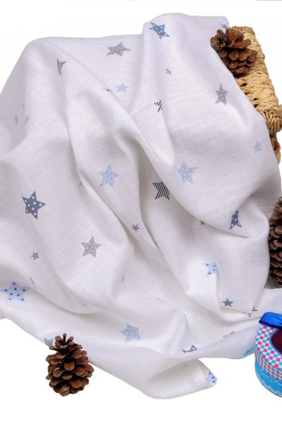Sema Baby Çok Amaçlı Müslin Örtü 100x80 cm - Mavi Yıldız 8682476853131